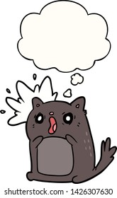 cartoon shocked cat with thought bubble