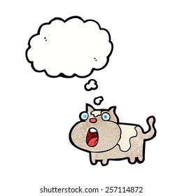 cartoon shocked cat with thought bubble