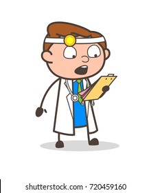 Cartoon Shocked Dentist Expression Vector Illustration