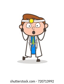 Cartoon Shocked Doctor Expression Vector Illustration