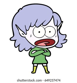 cartoon shocked elf girl