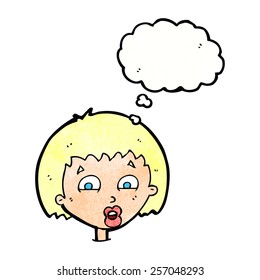 cartoon shocked expression  with thought bubble
