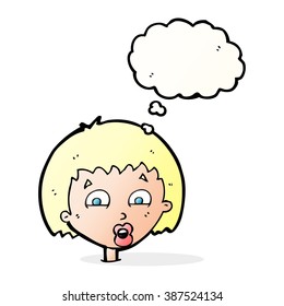 cartoon shocked expression  with thought bubble