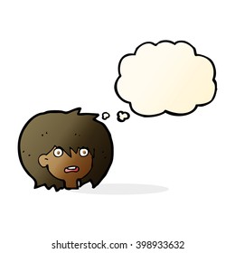 cartoon shocked expression  with thought bubble