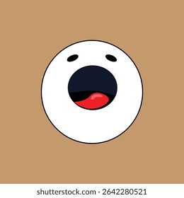 Cartoon shocked face with bold red tongue, perfect for kids' books, emoticons, or playful branding. Exaggerated and full of character!