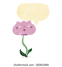 cartoon shocked flower with speech bubble