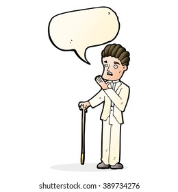 cartoon shocked gentleman with speech bubble