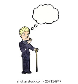 cartoon shocked gentleman with thought bubble