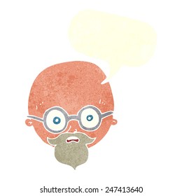 caricatura impactada hombre con barba con burbuja de habla