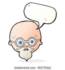 caricatura impactada hombre con barba con burbuja de habla