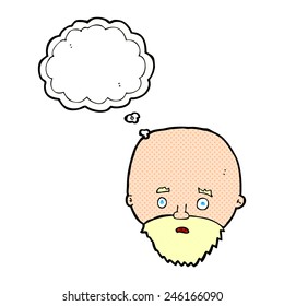 cartoon shocked man with beard with thought bubble