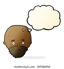 cartoon shocked man with beard with thought bubble