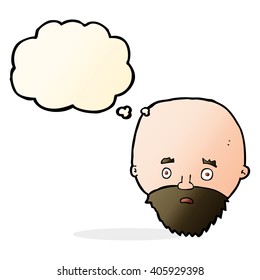 cartoon shocked man with beard with thought bubble