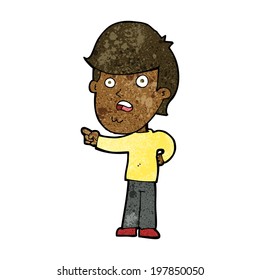 caricatura de un hombre impactado señalando
