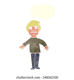 cartoon shocked man with speech bubble