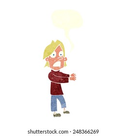 cartoon shocked man with speech bubble