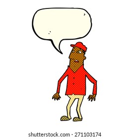 caricatura impactada hombre con burbuja de habla