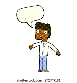 cartoon shocked man with speech bubble