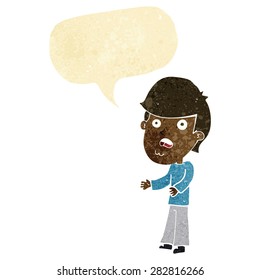 cartoon shocked man with speech bubble