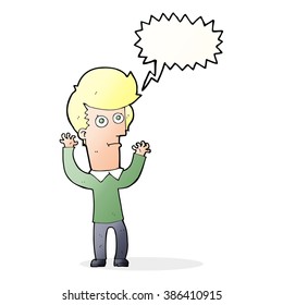 caricatura impactada hombre con burbuja de habla