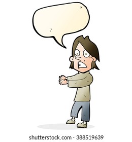 caricatura impactada hombre con burbuja de habla