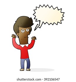 cartoon shocked man with speech bubble