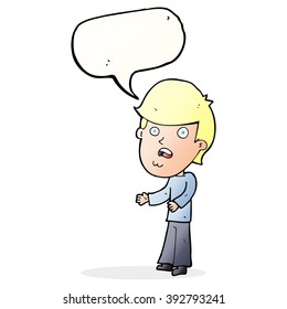 caricatura impactada hombre con burbuja de habla