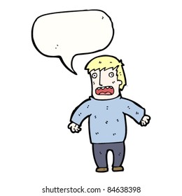 cartoon shocked man with speech bubble