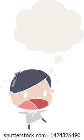 caricatura impactada hombre con burbuja de pensamiento en estilo retro