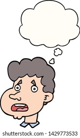 caricatura impactada hombre con burbuja de pensamiento