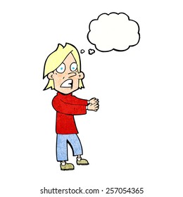 cartoon shocked man with thought bubble
