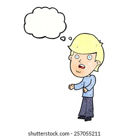 caricatura impactada hombre con burbuja de pensamiento