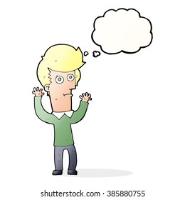 cartoon shocked man with thought bubble