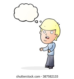 cartoon shocked man with thought bubble