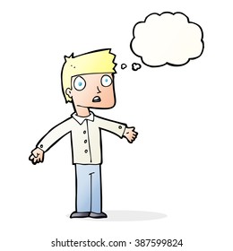 cartoon shocked man with thought bubble