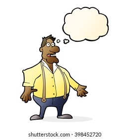 caricatura impactada hombre con burbuja de pensamiento