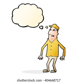 cartoon shocked man with thought bubble