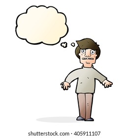 cartoon shocked man with thought bubble