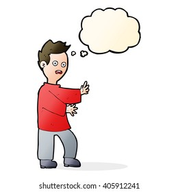 cartoon shocked man with thought bubble