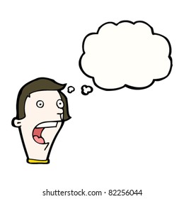 cartoon shocked man with thought bubble