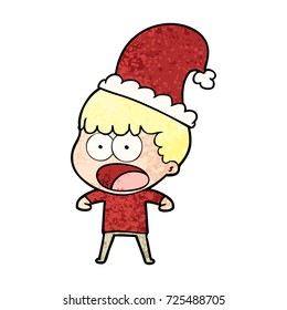 cartoon shocked man in xmas hat