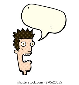 cartoon shocked man's face with speech bubble