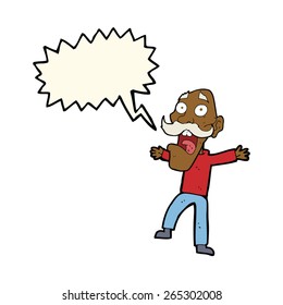 cartoon shocked old man with speech bubble