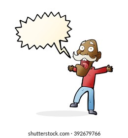 cartoon shocked old man with speech bubble
