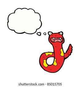 cartoon shocked snake with thought bubble