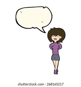 cartoon shocked woman with speech bubble