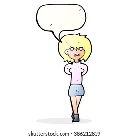 cartoon shocked woman with speech bubble
