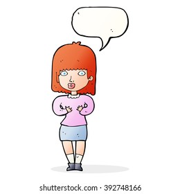 cartoon shocked woman with speech bubble