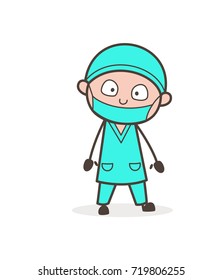 Cartoon Shocking Therapist Doctor Face Vector