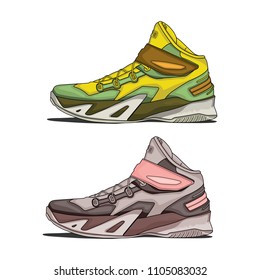 Cartoon shoe with details. Amazing for t-shirt printing. vector